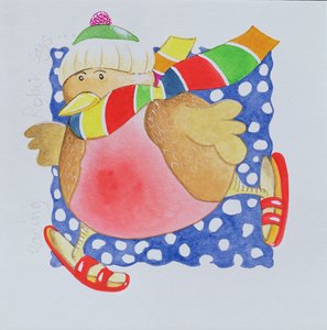 Snow Robin, 2005 (kağıt üzerinde wc) by Tony Todd
